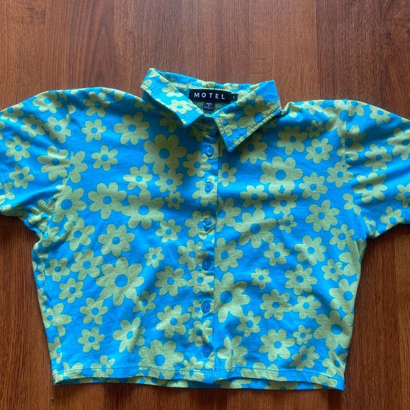 Mango blue and green groovy floral co-ord - Picture 5 of 6